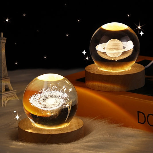 Luminous Starry Sky And Planets Moon Moon Crystal Ball Small Night Lamp Projection Ambience Light Creative Gift