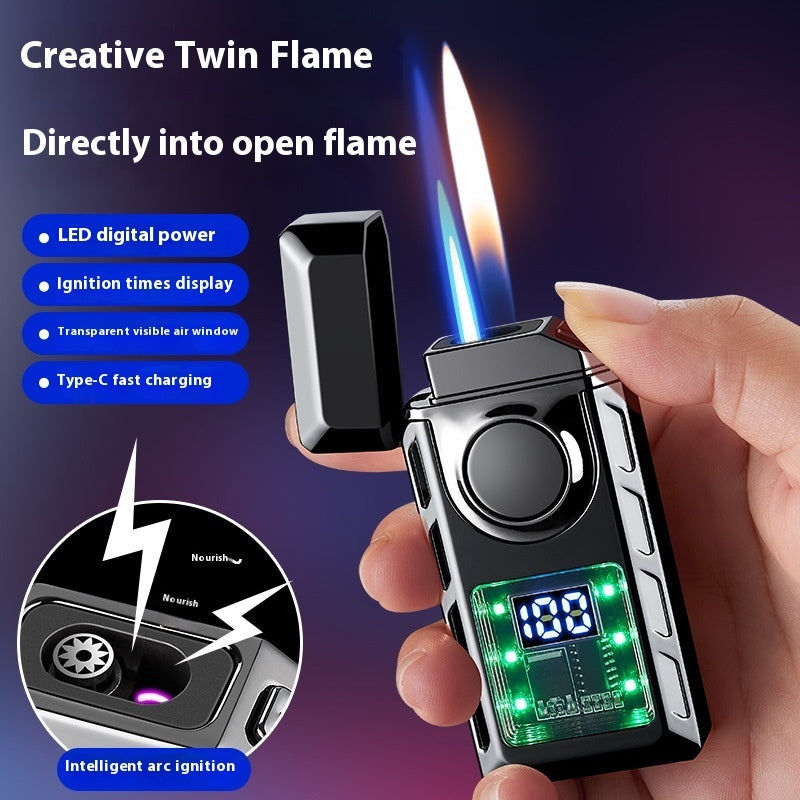 Creative  Intelligent Ignition Power Display Double Fire Cigarette Lighter